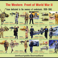 Somaliland 2011 The Western Front of World War II #2 imperf sheetlet containing 18 values unmounted mint