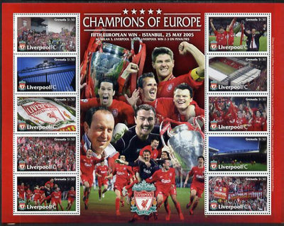 Grenada 2005 Liverpool Football Club - Champions of Europe perf sheetlet containing 10 values unmounted mint, SG 5131-40