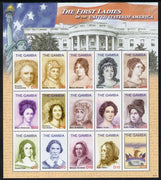 Gambia 2007 First Ladies of the United States perf sheetlet containing 15 values unmounted mint, SG 5069-82
