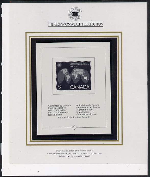 Canada 1983 Commonwealth Day Presentation black print specially authorised for the Commonwealth Collection and limited to just 20,000 in folder