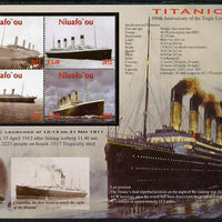 Tonga - Niuafo'ou 2012 Titanic large perf sheetlet containing 4 values unmounted mint