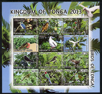 Tonga 2013 Birds #2 definitive perf sheetlet containing set of 12 values unmounted mint