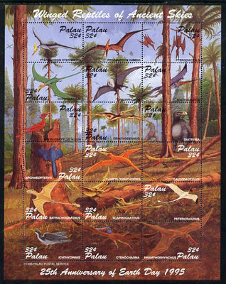 Palau 1995 25th Anniv of Earth Day - Dinosaurs composite perf sheetlet containing 18 x 32c values unmounted mint SG 869-86