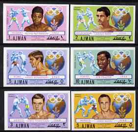 Ajman 1971 Olympic Boxers imperf set of 6 unmounted mint Mi 1054-59B