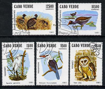 Cape Verde Islands 1981 Birds (Kingfisher, Owl etc) complete set of 5 cto used SG 512-16*