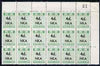 Northern Rhodesia 1951-68 Railway Parcel stamp 4d (small numeral) overprinted NKA (Nkana Kitwe) fine unmounted mint corner block of 18 with sheet number