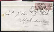 Great Britain 1877 QV entire London to Rotterdam, Netherlands bearing 2 x QV 2.5d plate 9, b/stamped Rotterdam 25 DEC 77 (Christmas Day)