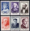France 1954 National Relief Fund (Personalities) set complete fine mounted mint, SG 1215-20