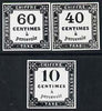 France 1859 Postage Due - Photographic prints from Sperati's own negatives of 10c, 40c & 60c enlarged twice linear all with special h/stamp on back