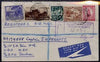 South Africa 1942 Air mail 1d red p/stat cover registered to Durban bearing addl 1/2d, 3d, 4d & 1s vals