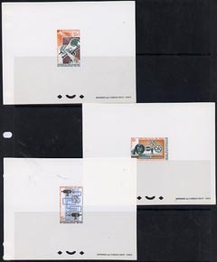 Mali 1965 ITU Centenary set of 3 in Epreuve de luxe proof sheets in issued colours, SG105-7
