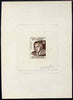 Madagascar (Malagasy,Republic) 1960 Pres Tsiranana imperf die proof of 20f in brown on sunken card signed by the designer (as SG 27)