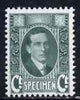 Cinderella - Harrison & Sons sample stamp in grey-green inscribed SPECIMEN produced by the Collogravure process, unmounted mint