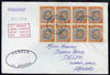 Niue used in Durban (South Africa) 1968 Paquebot cover to England carried on SS Arcadia with various paquebot and ships cachets