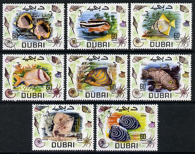 Dubai 1969 Fish cto set of 8, SG 329-36*