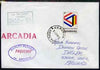 Luxembourg used in Greece 1969 Paquebot cover to England carried on SS Arcadia with various paquebot and ships cachets