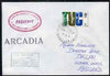 Great Britain used in Gibraltar 1969 Paquebot cover to England carried on SS Arcadia with various paquebot and ships cachets