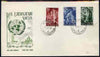 Yugoslavia - Trieste 1953 United Nations set of 3 on illustrated cover with first day cancels