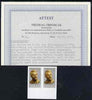 Yugoslavia 1980 Edward Kardelj imperf marginal pair with Zrinlscak certificate, SG 1913var
