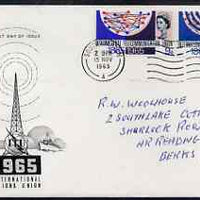 Great Britain 1965 ITU (phos) set of 2 on illustrated cover with first day cancel (hand-written address)