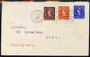Great Britain 1952-54 Wilding 1/2d, 1d & 2d Tudor wmk on plain cover with first day cancel (typed address)