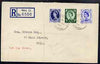 Great Britain 1952-54 Wilding 4d, 1s3d & 1s6d Tudor wmk on plain registered cover with first day cancel (typed address)