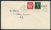 Great Britain 1952-54 Wilding 1.5d & 2.5d Tudor wmk on plain cover with first day cancel (hand-written address)