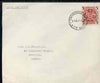 Australia 1949 Arms 5s on plain typed addressed cover with clear first day cancel (SG224a) stamp has been applied over the cancel and is almost certainly a maunfactured (forged) cover