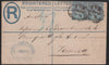 Great Britain 1887 neat 2d registered cover to Vienna with additional 2 x 2.5d each with AG&Co PERFIN (A Gagniere & Co)