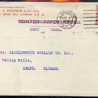 Great Britain 1931 Commercial postcard bearing KG5 1d with 'WAS & Co' perfin (W A Sparrow & Co Ltd), card torn at top and stamp damaged