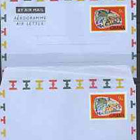 Ghana 1967 Chameleon 9np Airletter form with BLACK OMITTED - no inscription and detail lost (some creasing on gummed flap) HG8d. Normal shown on illustration is NOT included