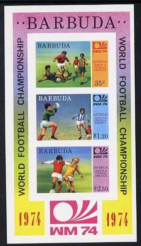 Barbuda 1974 World Cup Football imperf m/sheet (as SG MS 171) unmounted mint