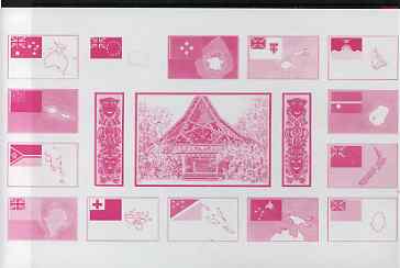 Tuvalu 1986 South Pacific Forum imperf proof sheetlet containing complete set of 14 plus label printed in magenta colour only (as SG 407a) unmounted mint