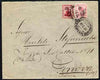 Egypt 1924 Ship cover to Genova bearing 5m (damaged) & 10m adhesives cancelled Steamboat ESPERIA date stamp of 9.5.24 (Maritime Mail)