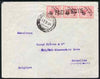 Egypt 1924 Ship cover to Belgium bearing Fuad 3 x 5m adhesives cancelled by straight line PAQUEBOTS cachet and tied Poste Italiane Brindisi Transiti date stamp of 17.2.24 with feint 610C in circle (Maritime Mail)