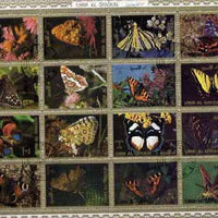 Umm Al Qiwain 1972 Butterflies sheetlet containing 16 values cto used (Mi 1498-1513A)