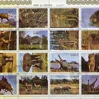 Umm Al Qiwain 1972 Animals #2 sheetlet containing 16 values cto used (Mi 1002-17)