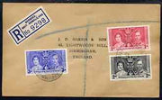 Somaliland 1937 KG6 Coronation set of 3 on reg cover with first day cancel addressed to the forger, J D Harris.,Harris was imprisoned for 9 months after Robson Lowe exposed him for applying forged first day cancels to Coronation c……Details Below