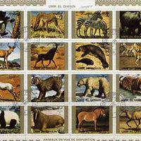 Umm Al Qiwain 1972 Animals #4 sheetlet containing 16 values cto used (Mi 1370-85A)