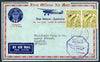 New Guinea 1934 illustrated 'Faith in Australia' Ulm air mail cover to UK bearing 2 x Bird of Paradise 4d air mails with Official octagonal h/stamp