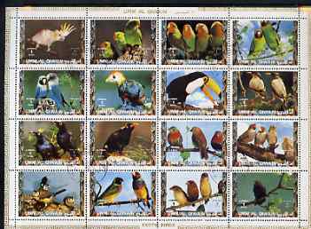 Umm Al Qiwain 1972 Exotic Birds #2 sheetlet containing 16 values cto used (Mi 1402-17A)