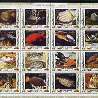 Umm Al Qiwain 1972 Fish #1 sheetlet containing 16 values cto used (Mi 1306-21)