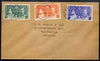 St Helena 1937 KG6 Coronation set of 3 on cover with first day cancel addressed to the forger, J D Harris.,Harris was imprisoned for 9 months after Robson Lowe exposed him for applying forged first day cancels to Coronation covers……Details Below