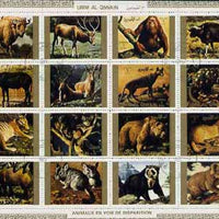 Umm Al Qiwain 1972 Animals #3 sheetlet containing 16 values (Endangered Species) cto used Mi 1530-45