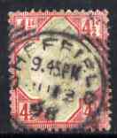 Great Britain 1887 QV Jubilee 4.5d with squared-circle cancel, SG206
