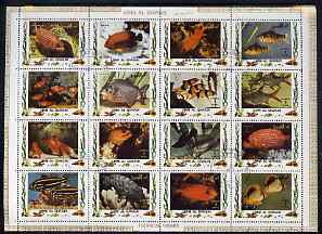 Umm Al Qiwain 1972 Fish #2 sheetlet containing 16 values cto used (Mi 1466-81A)