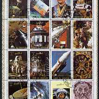Umm Al Qiwain 1972 History of Space #1 sheetlet containing 16 values cto used (Mi 1066-81A)