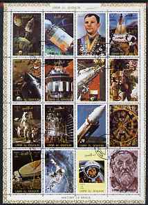 Umm Al Qiwain 1972 History of Space #1 sheetlet containing 16 values cto used (Mi 1066-81A)