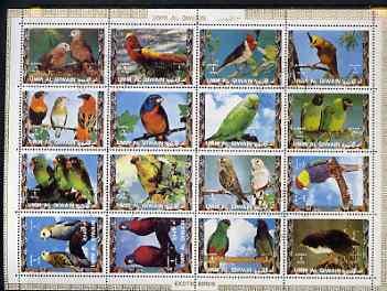 Umm Al Qiwain 1972 Exotic Birds #1 sheetlet containing 16 values cto used (Mi 1242-57A)