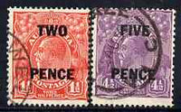 Australia 1930 KG5 Head surcharged set of 2 good commercially used, SG119-20